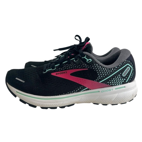 Brooks Ghost 14 Black Pink Running Shoes - Picture 2 of 9